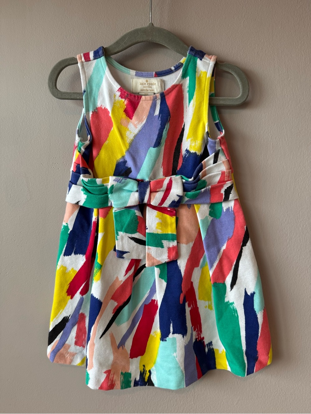 Kate Spade New York Multicolor Paintbrush Print Big  Bow Dress Size 24 Months